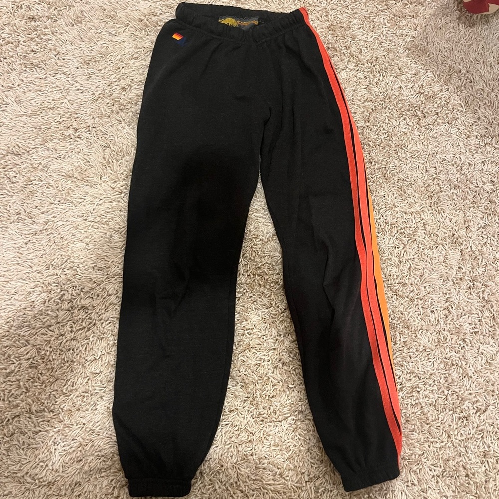 Aviator Nation Sweatpants- Black with Neon Stripe